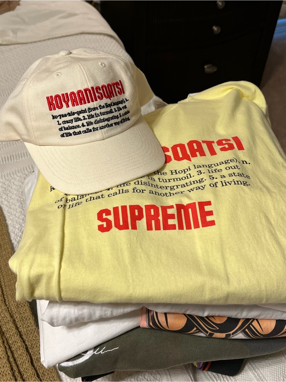 Supreme Cream Tee and hat bundle deadstock